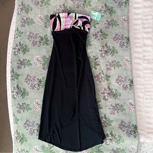 Vintage My Michelle Y2K Retro Pattern Strapless Midi Dress 💗🖤